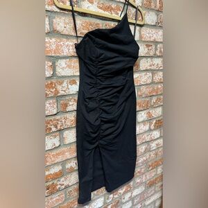 superdown Strapless Black Ruched Bodycon Dress